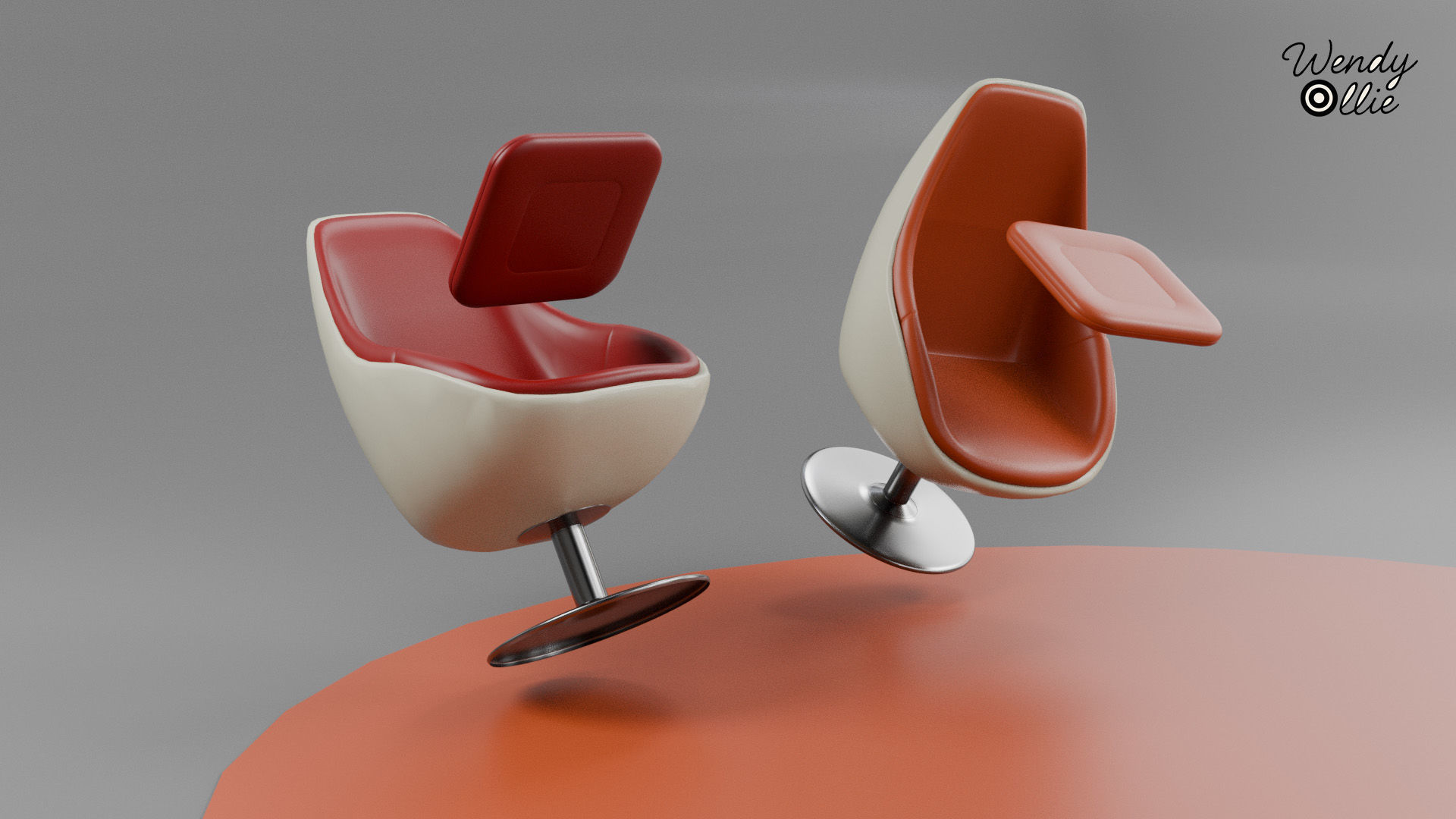 Retro Swivel Chair Mid-Century 3D Model 3D model_2