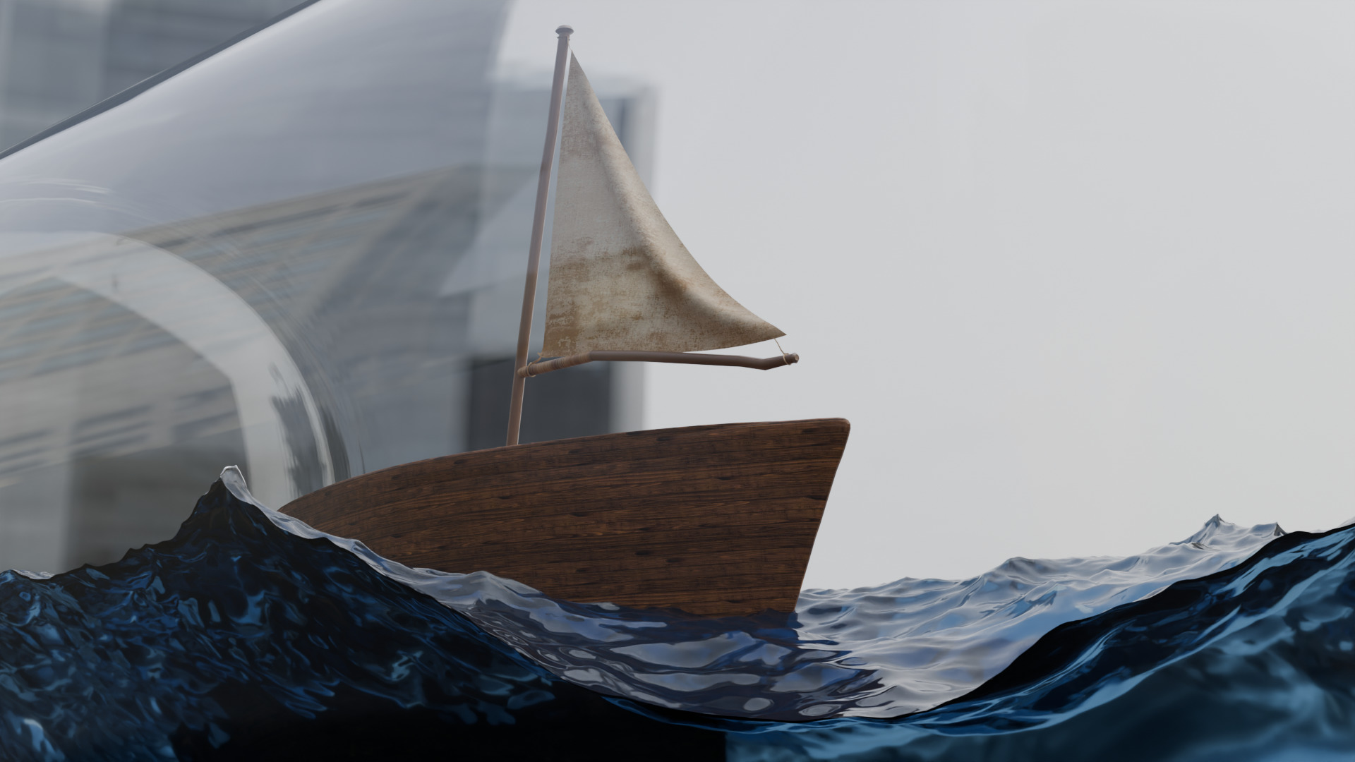 Boat in a Bottle Realistic Miniature PBR Blend FBX OBJ GLB Low-poly 3D model_6