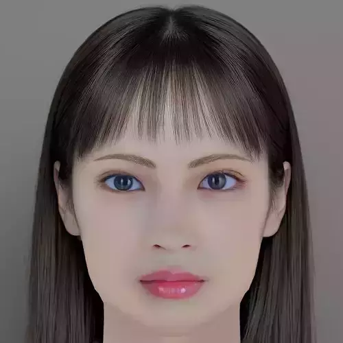 Suzu Hirose Head - No Hair - Low poly head for game