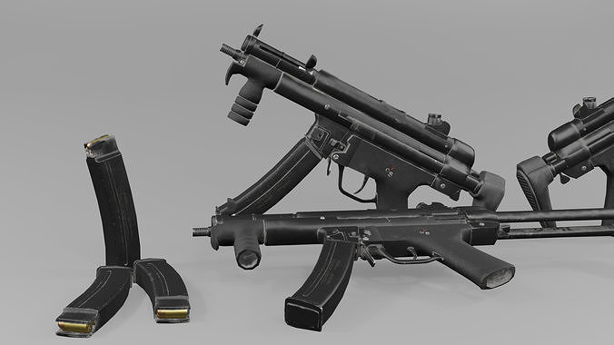Game ready MP5 submachine gun Free low-poly 3D model