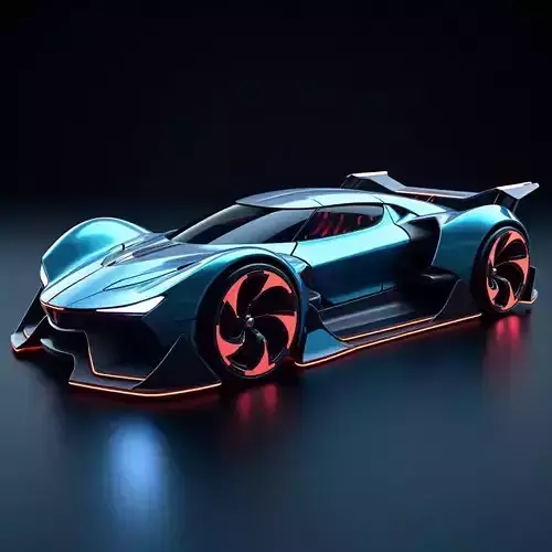 Futuristic Cyberpunk Supercar 3D Model Low-poly 3D model