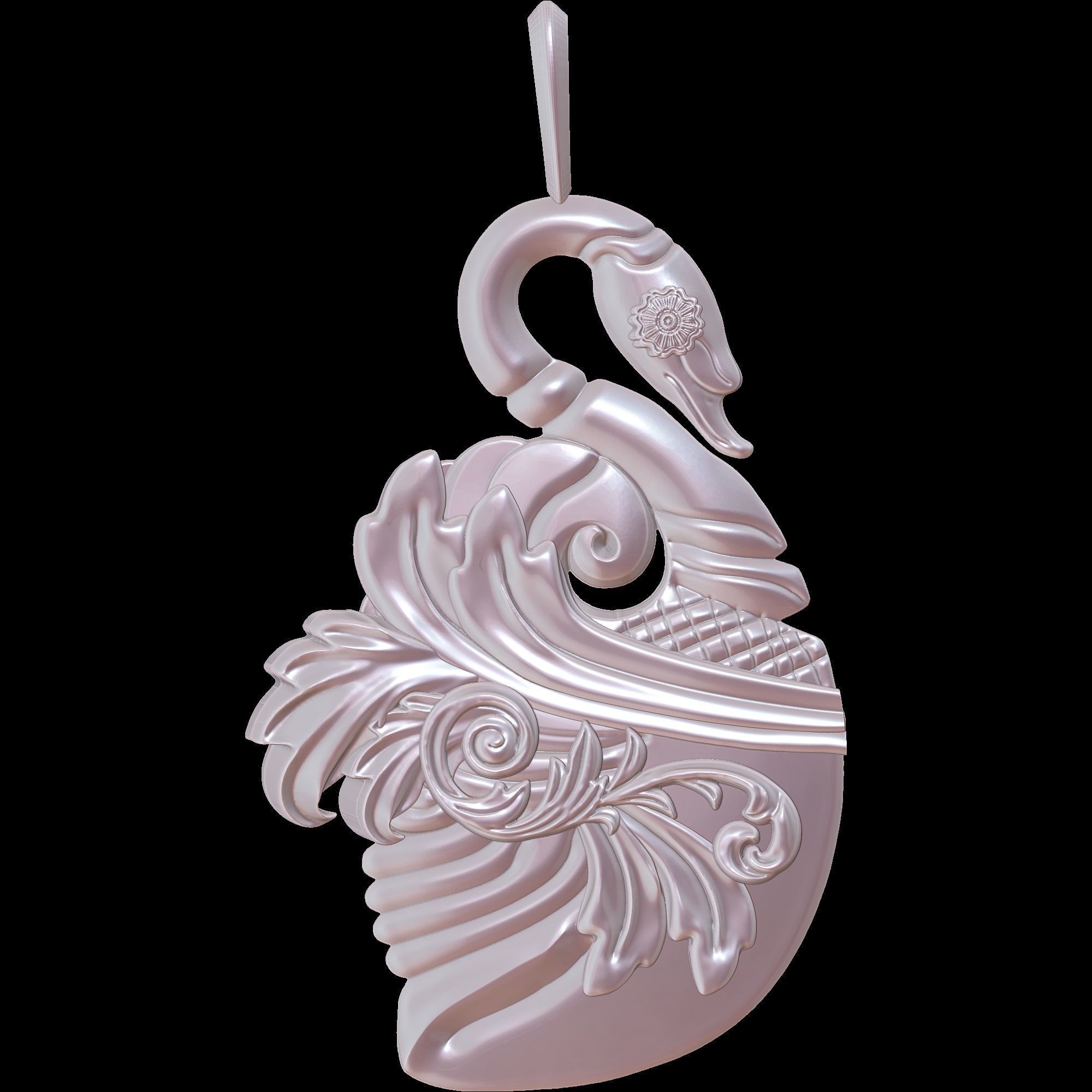 Swan Ornament Pendant 2 types 3D print model_8