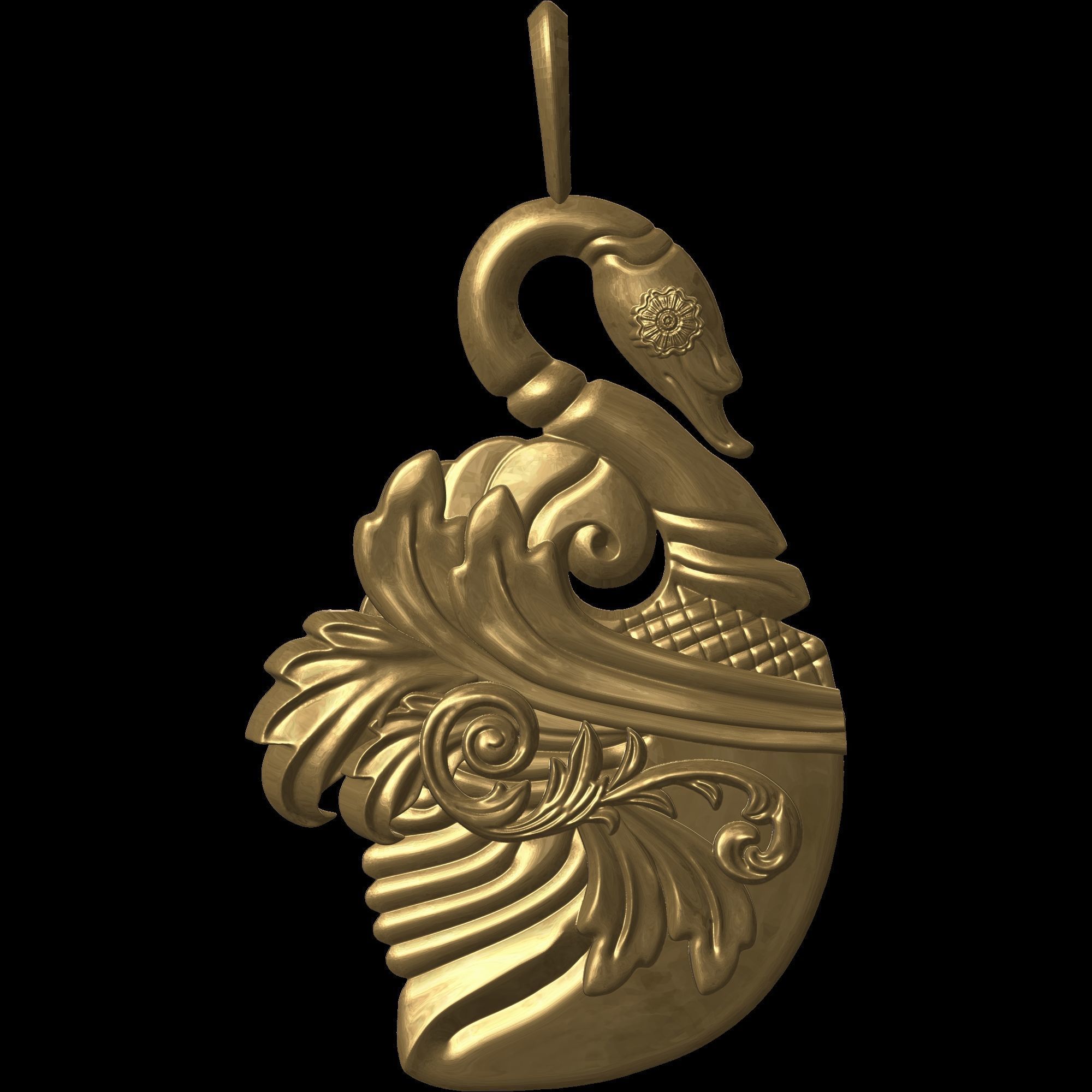 Swan Ornament Pendant 2 types 3D print model_1
