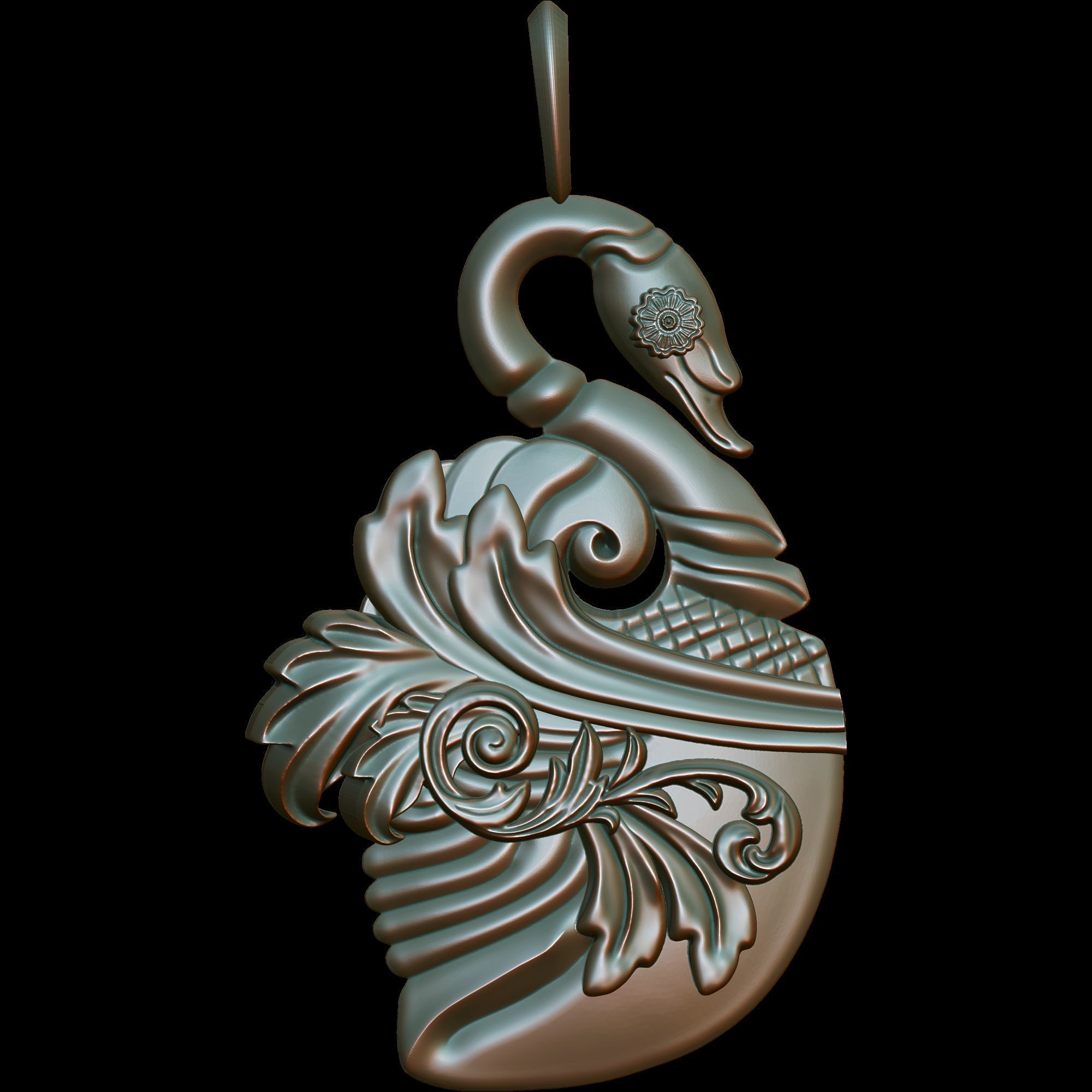 Swan Ornament Pendant 2 types 3D print model_4