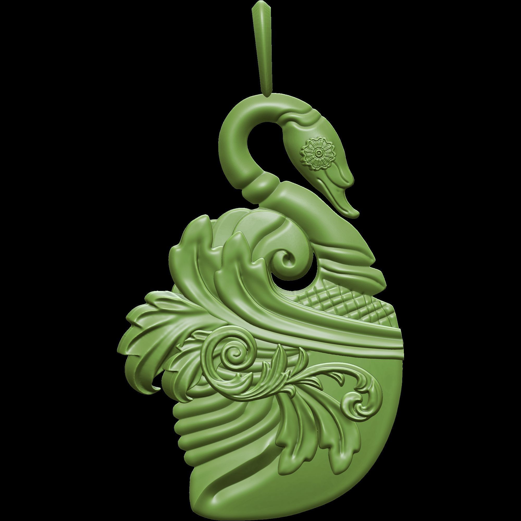 Swan Ornament Pendant 2 types 3D print model_5