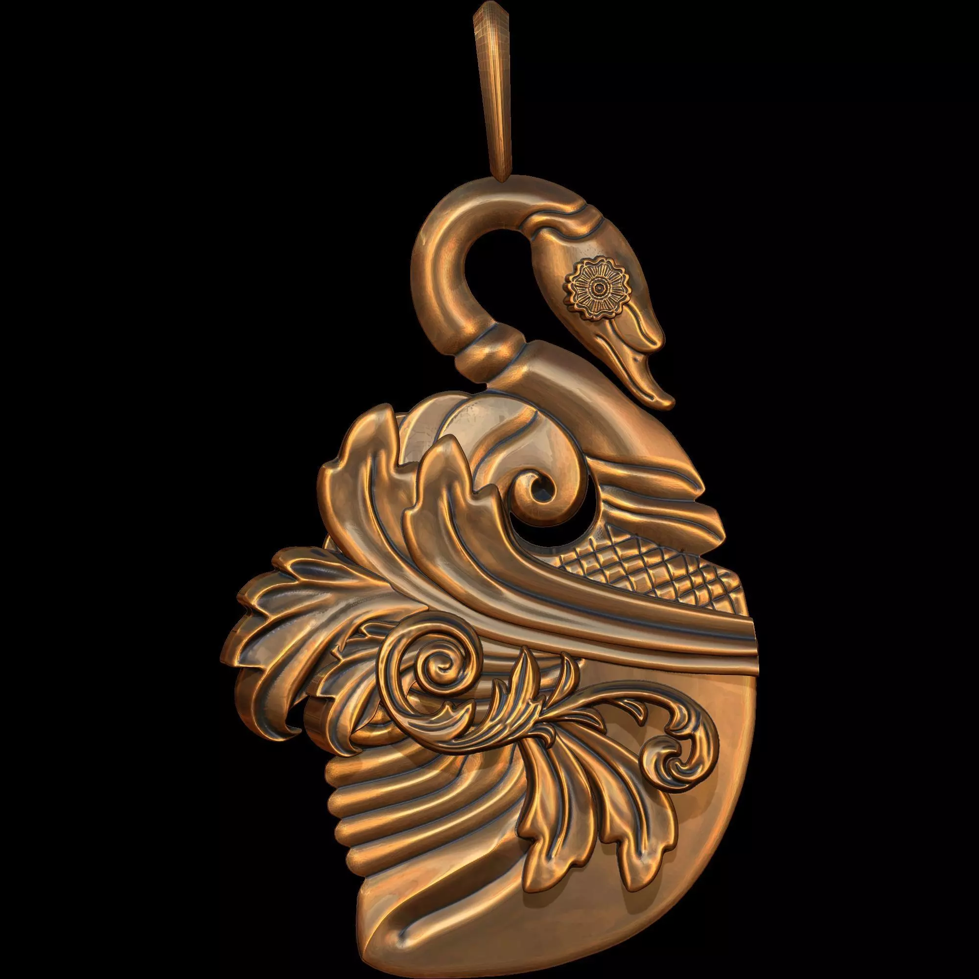 Swan Ornament Pendant 2 types 3D print model_0