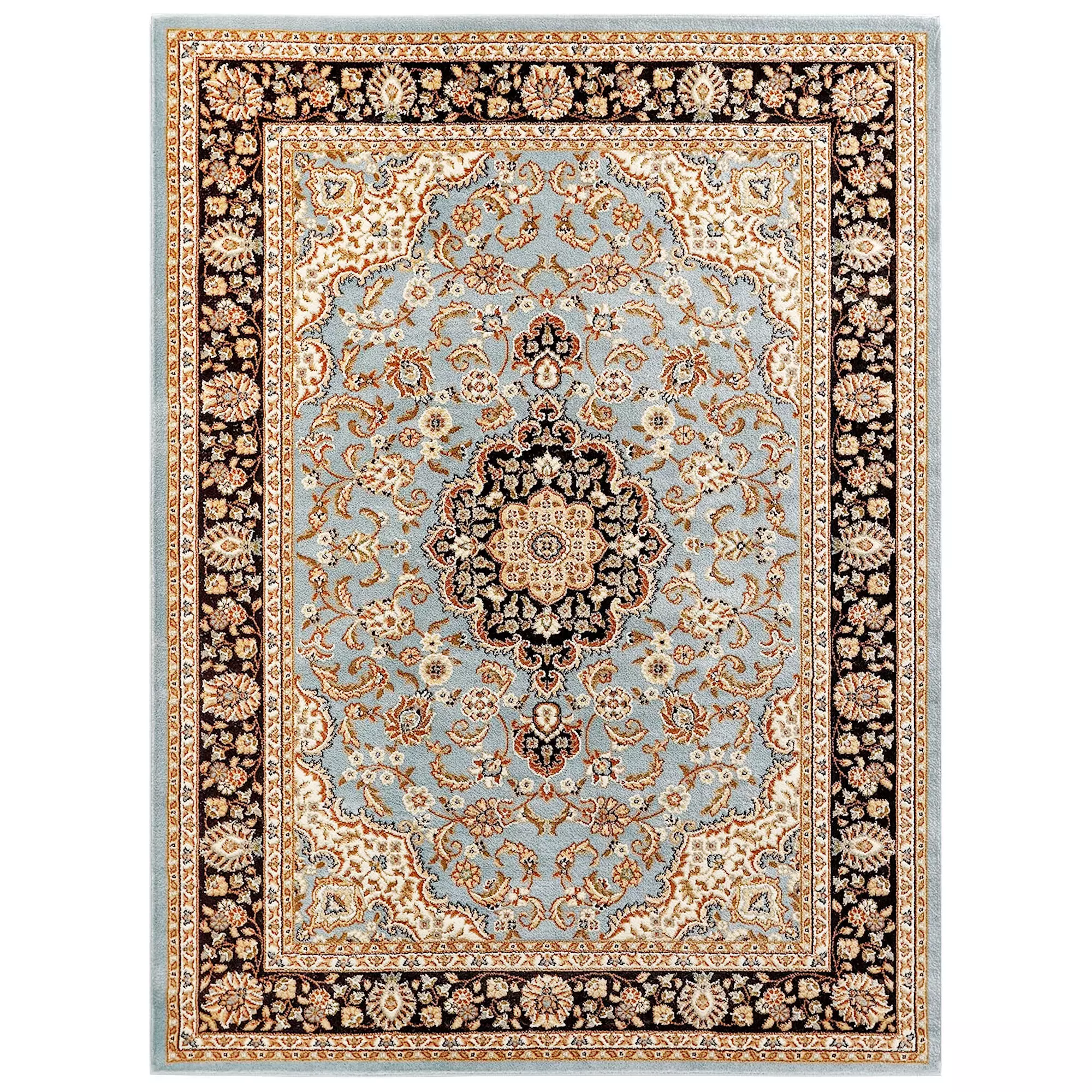 Medallion Kashan Light Blue Traditional Rug Low-poly 3D model_0