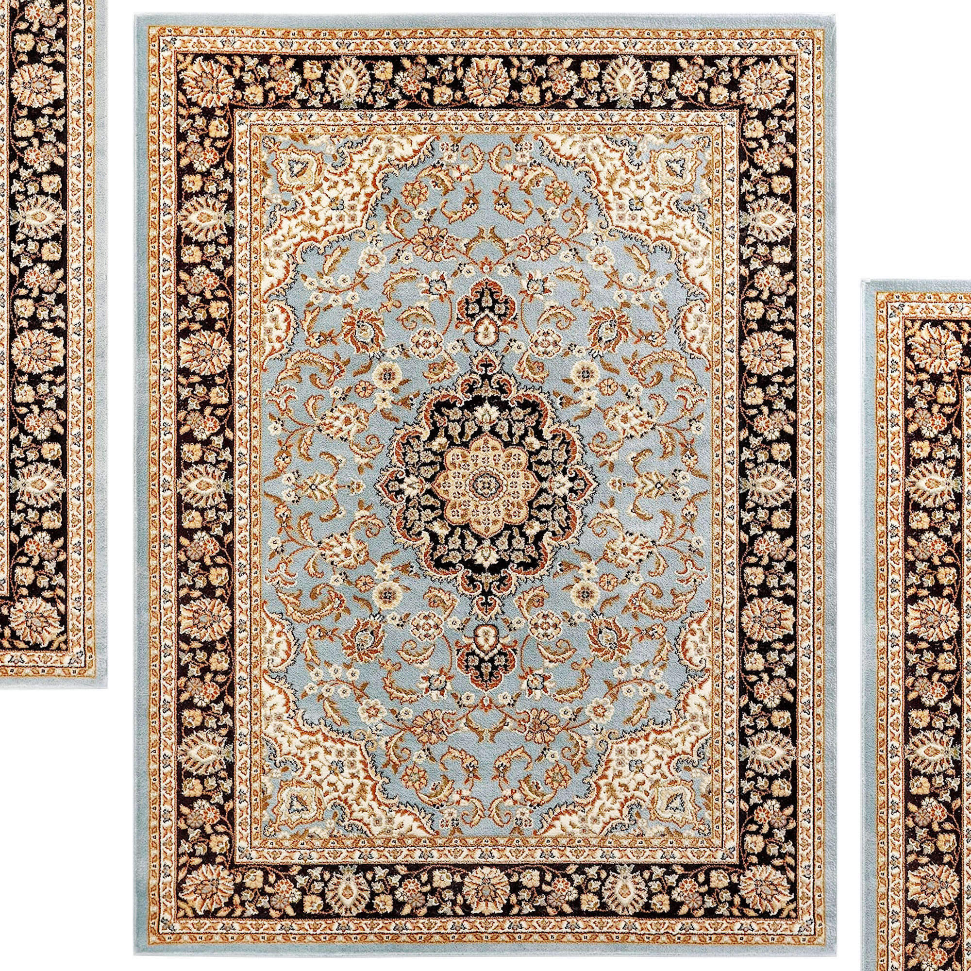 Medallion Kashan Light Blue Traditional Rug Low-poly 3D model_1