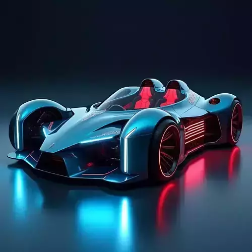 Cyberpunk Roadster 3D Model  Futuristic Neon Sports Car Low-poly 3D model