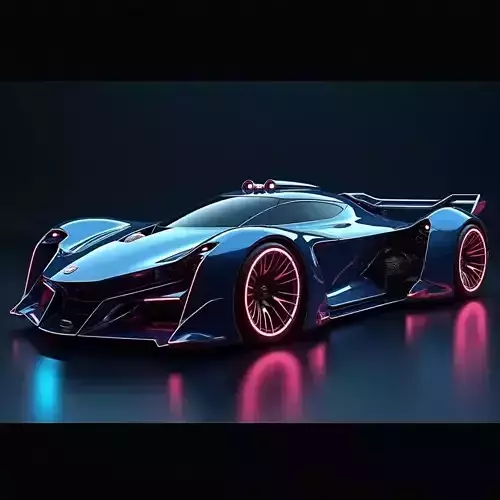 Cyberpunk Hypercar 3D Model Futuristic Neon Supercar