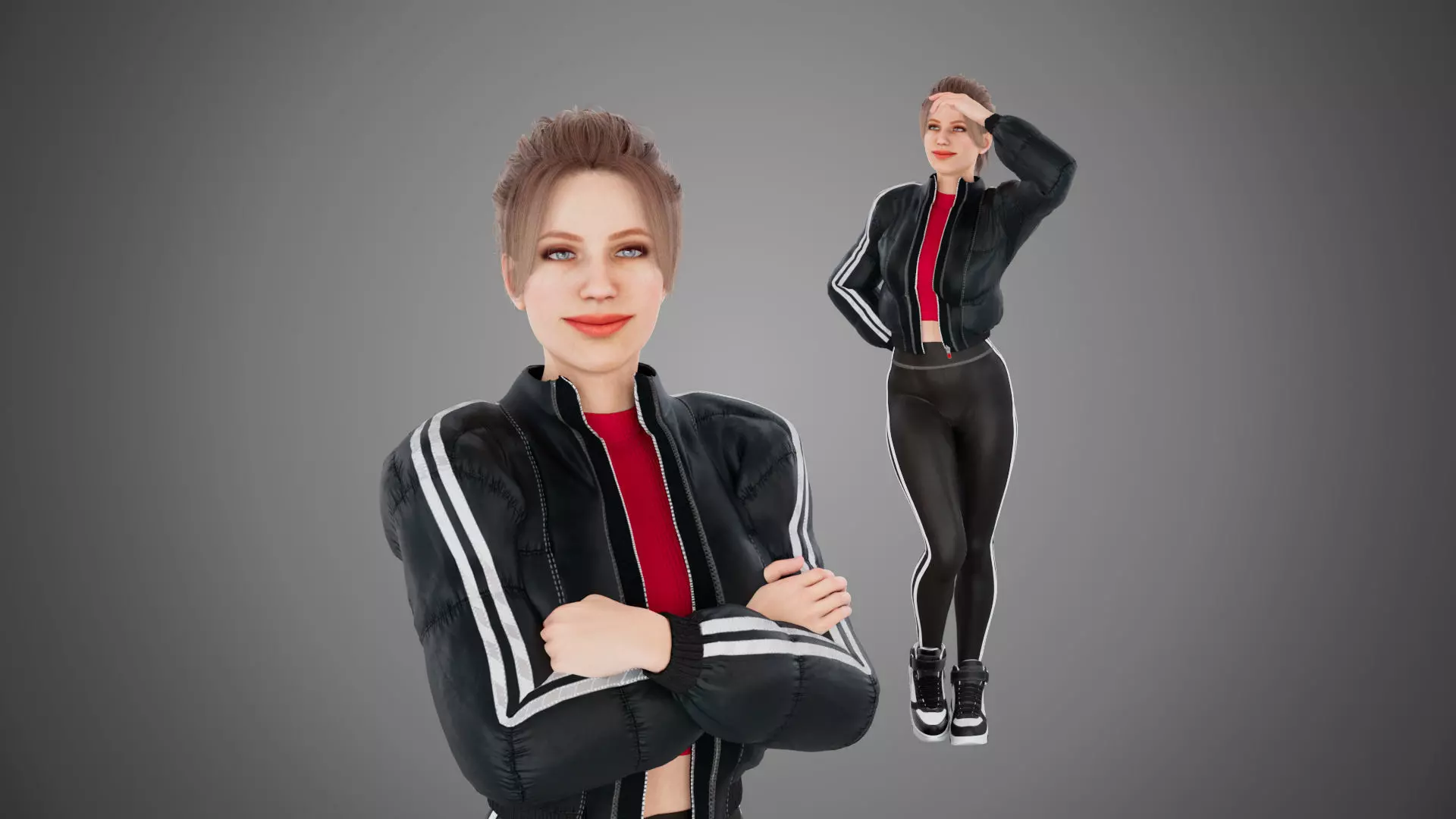 Female jacket Low-poly 3D model_0
