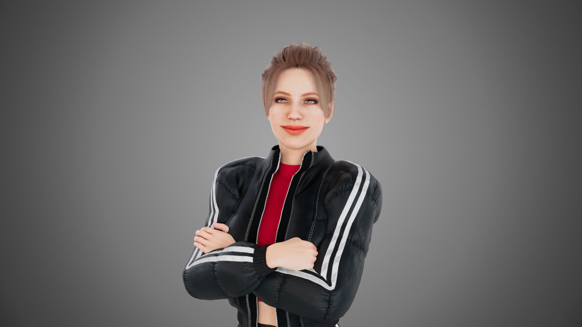 Female jacket Low-poly 3D model_3