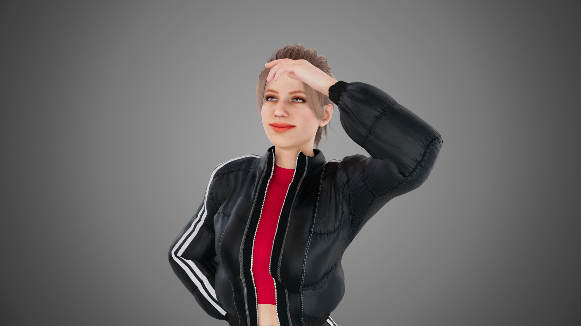 Female jacket Low-poly 3D model_1