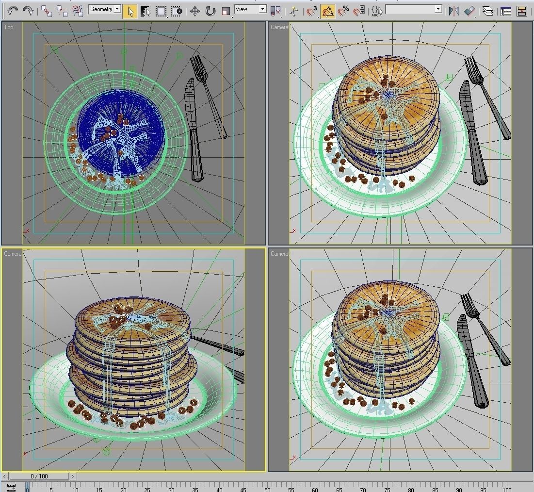  Pancakes with blueberries and maple syrup 3D model_8