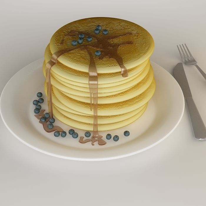  Pancakes with blueberries and maple syrup 3D model_5