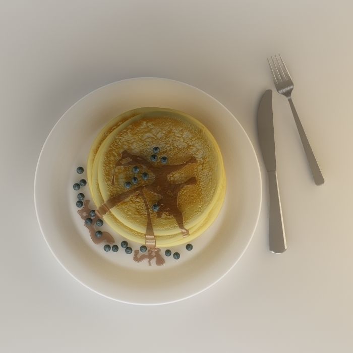  Pancakes with blueberries and maple syrup 3D model_6