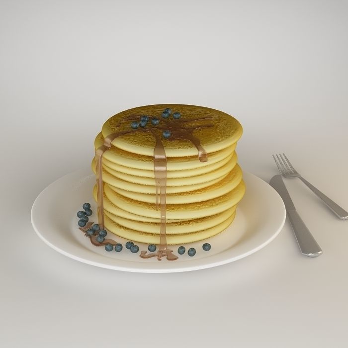  Pancakes with blueberries and maple syrup 3D model_4
