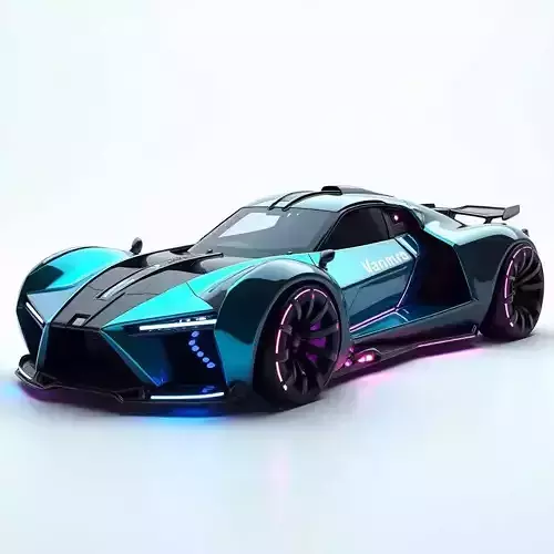 Cyberpunk Sports Car  Low-poly 3D model