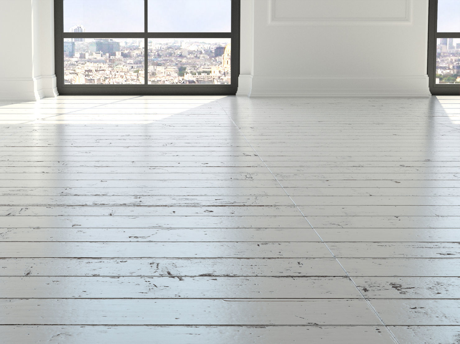 Parquet - White Painted  3D model_2