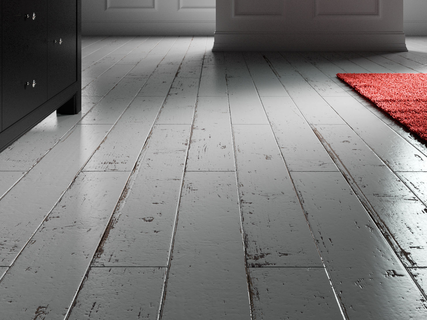 Parquet - White Painted  3D model_1