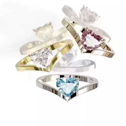 Engagement Heart Gemstone Ring 3D print model 3D print model