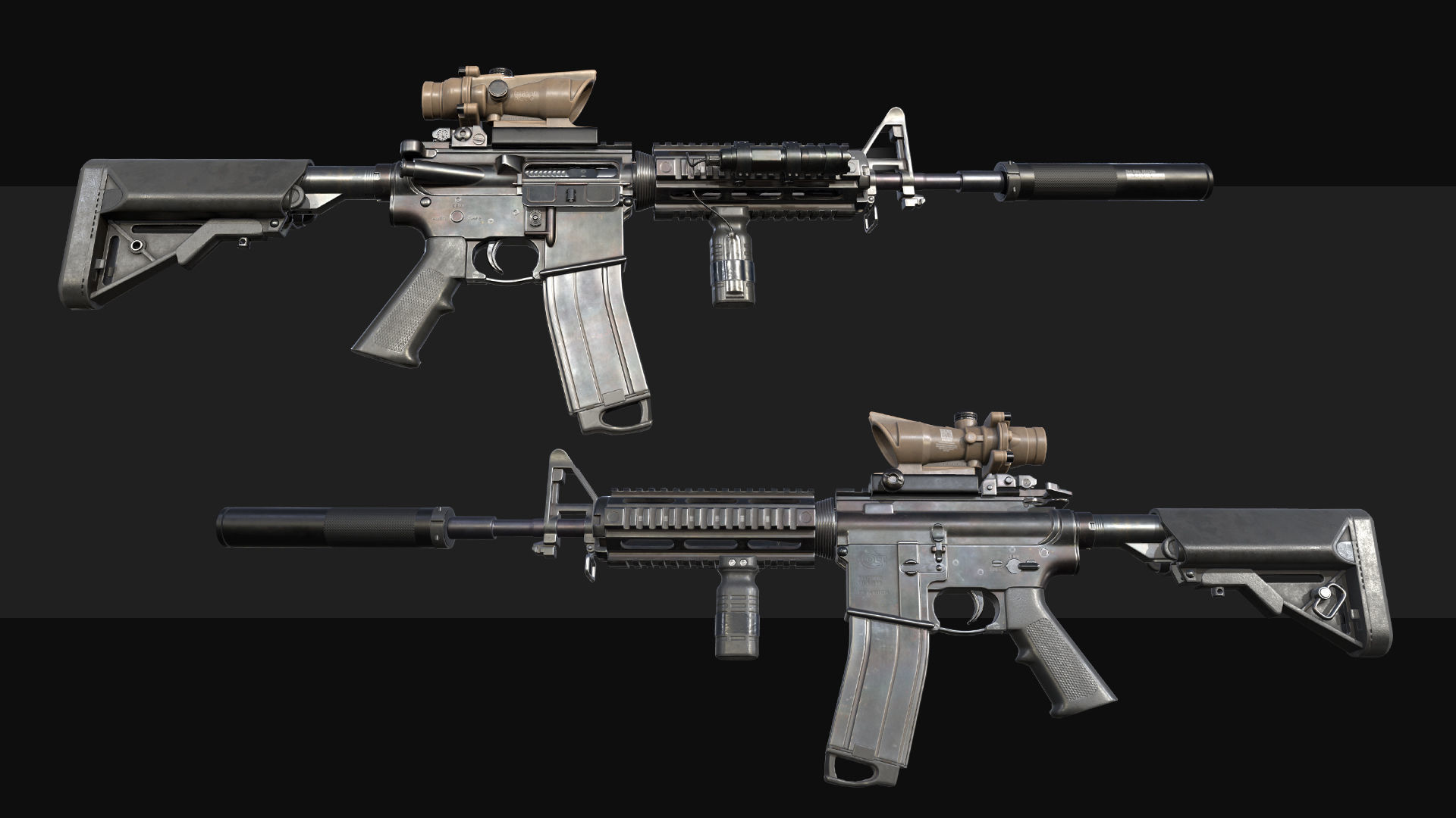 M4A1 with Attachments Low-poly 3D model_4