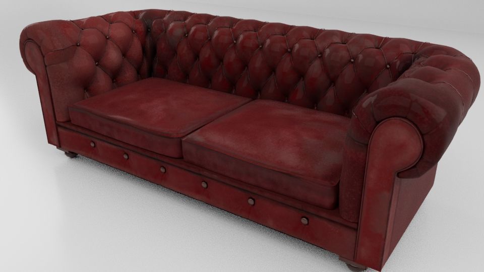 Hand painted Stylized couch 3D model 3D model_1