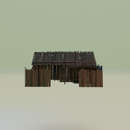 wooden barn and fence 3D model