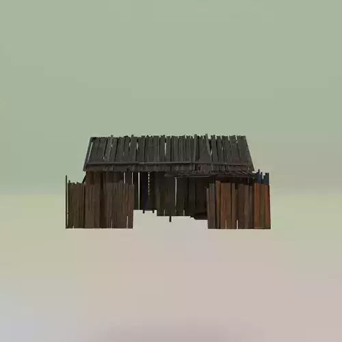 wooden barn and fence 3D model