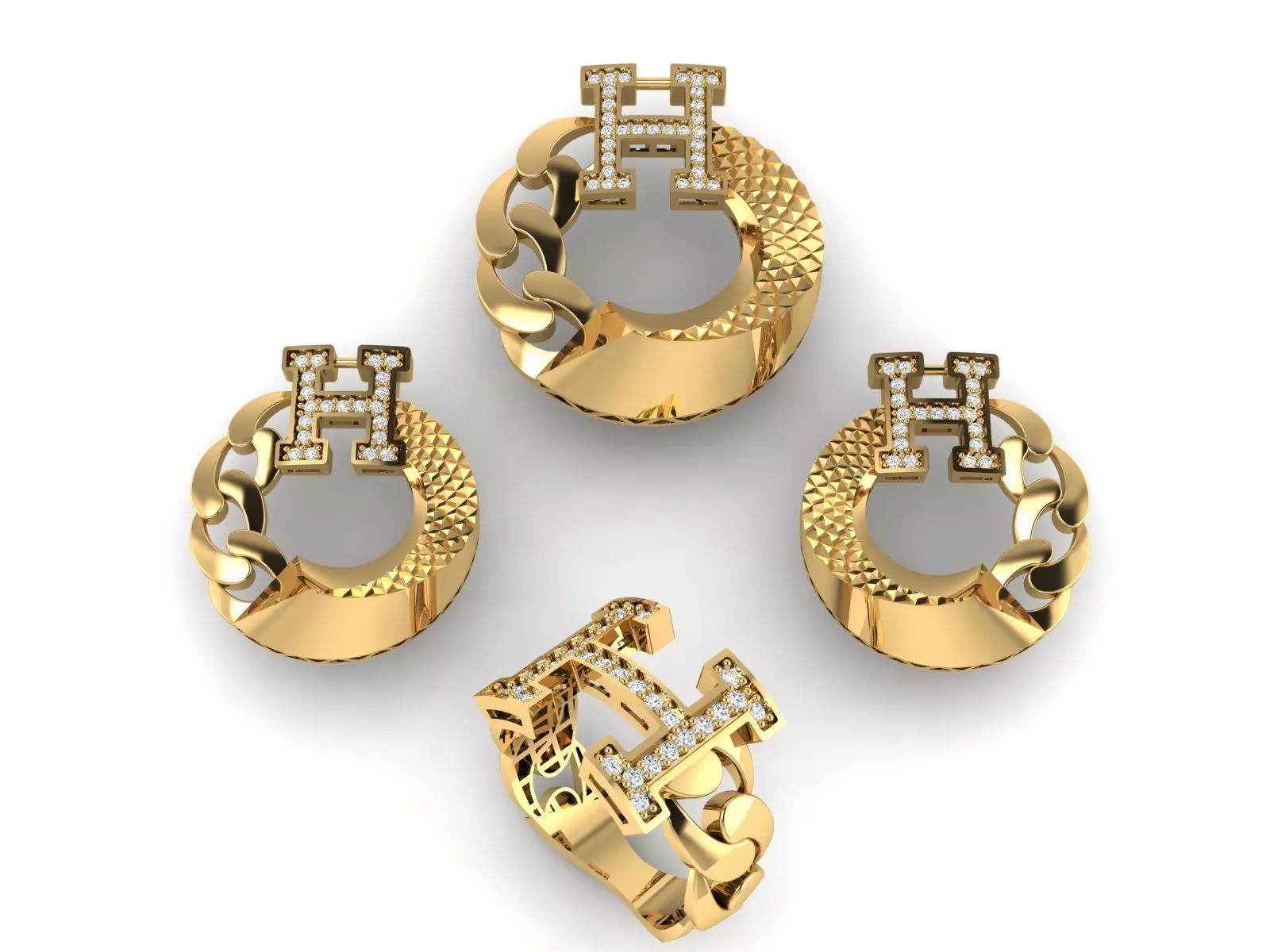 Branded mini set with and without stones 3D print model_0