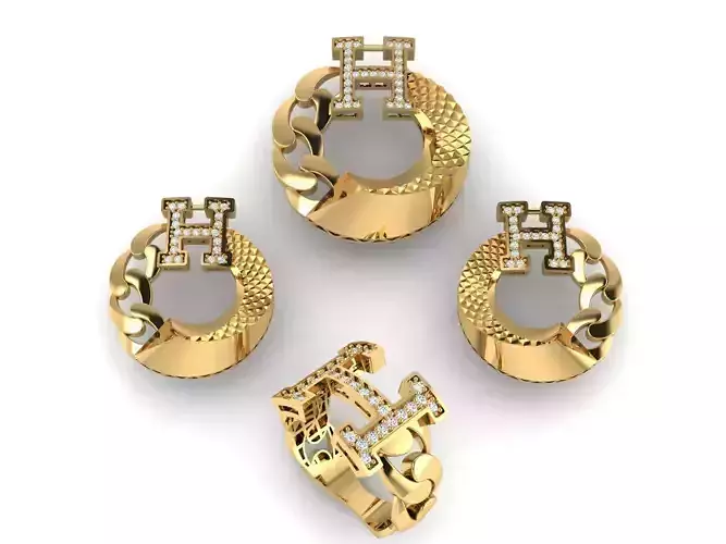 Branded mini set with and without stones 3D print model Branded mini set with and without stones 3D print model