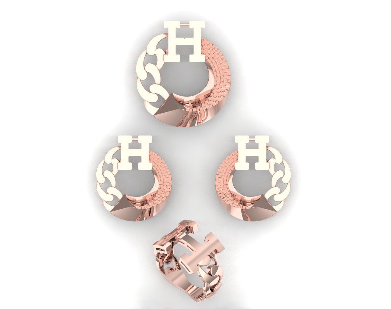 Branded mini set with and without stones 3D print model_2