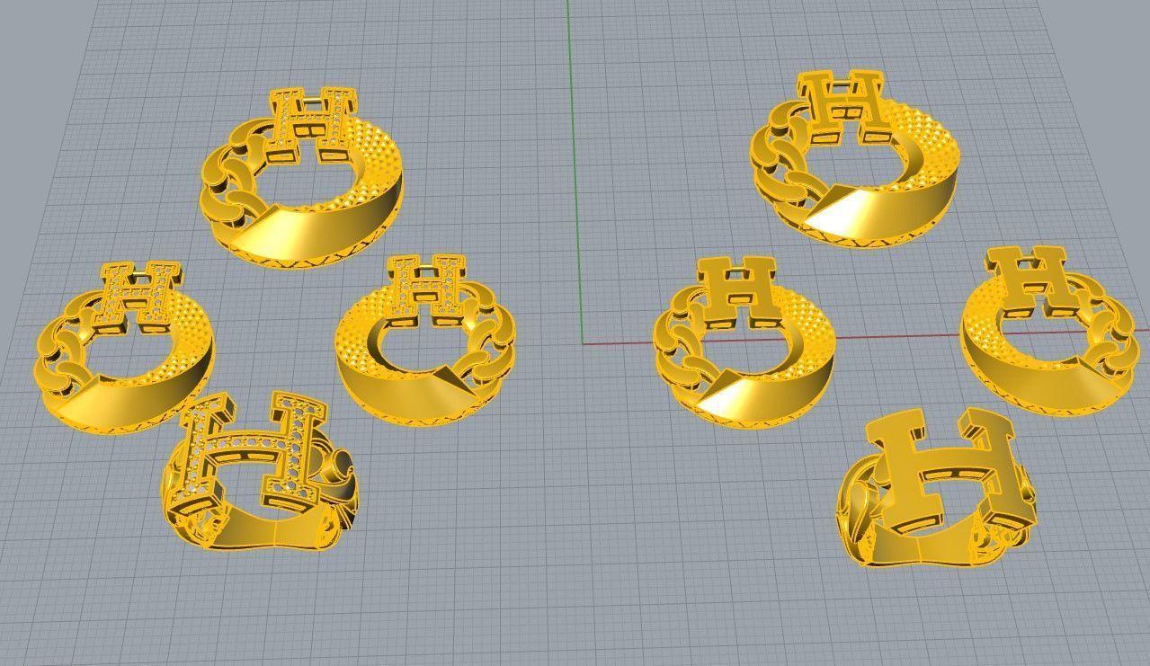 Branded mini set with and without stones 3D print model_5