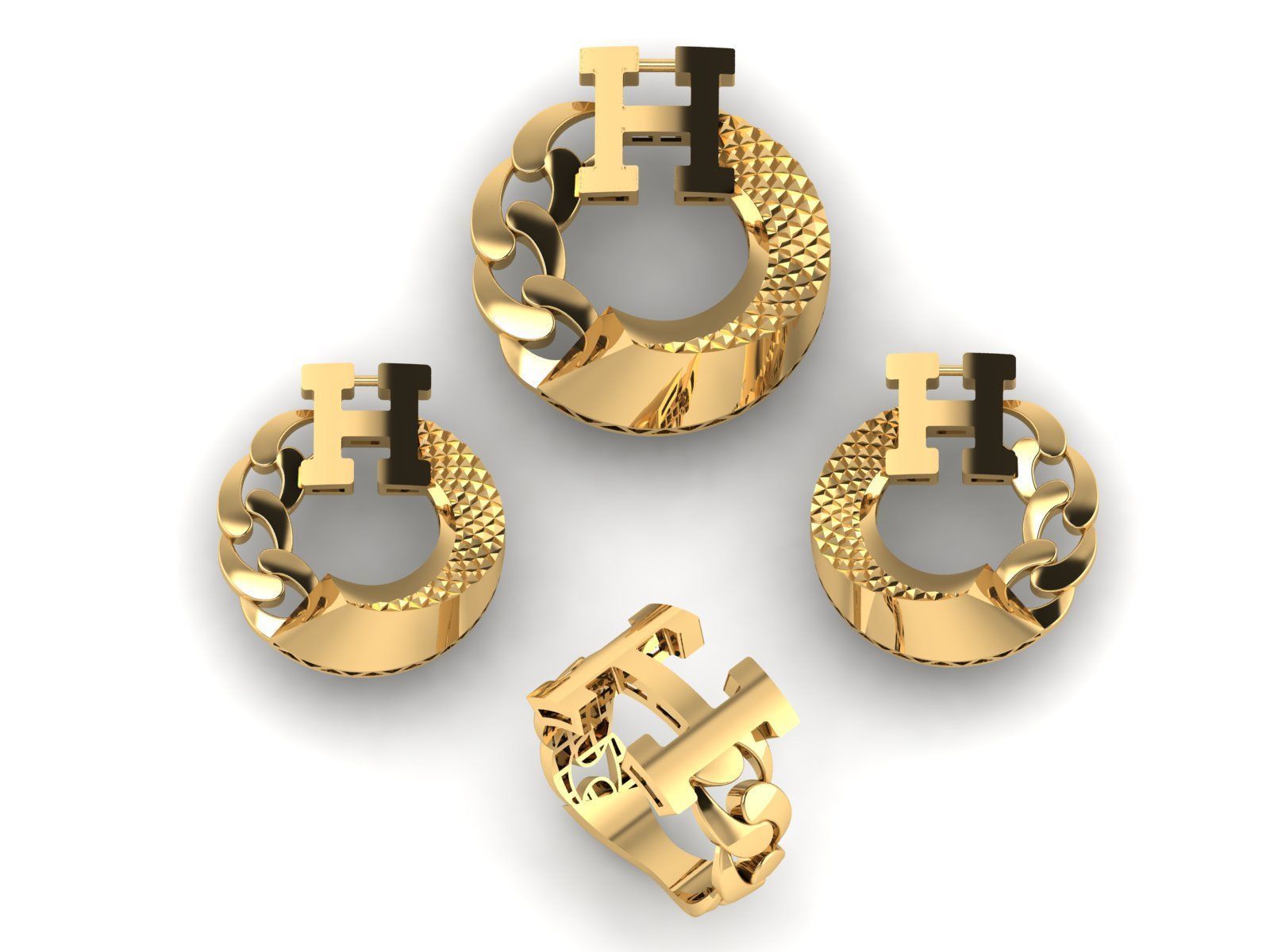 Branded mini set with and without stones 3D print model_1