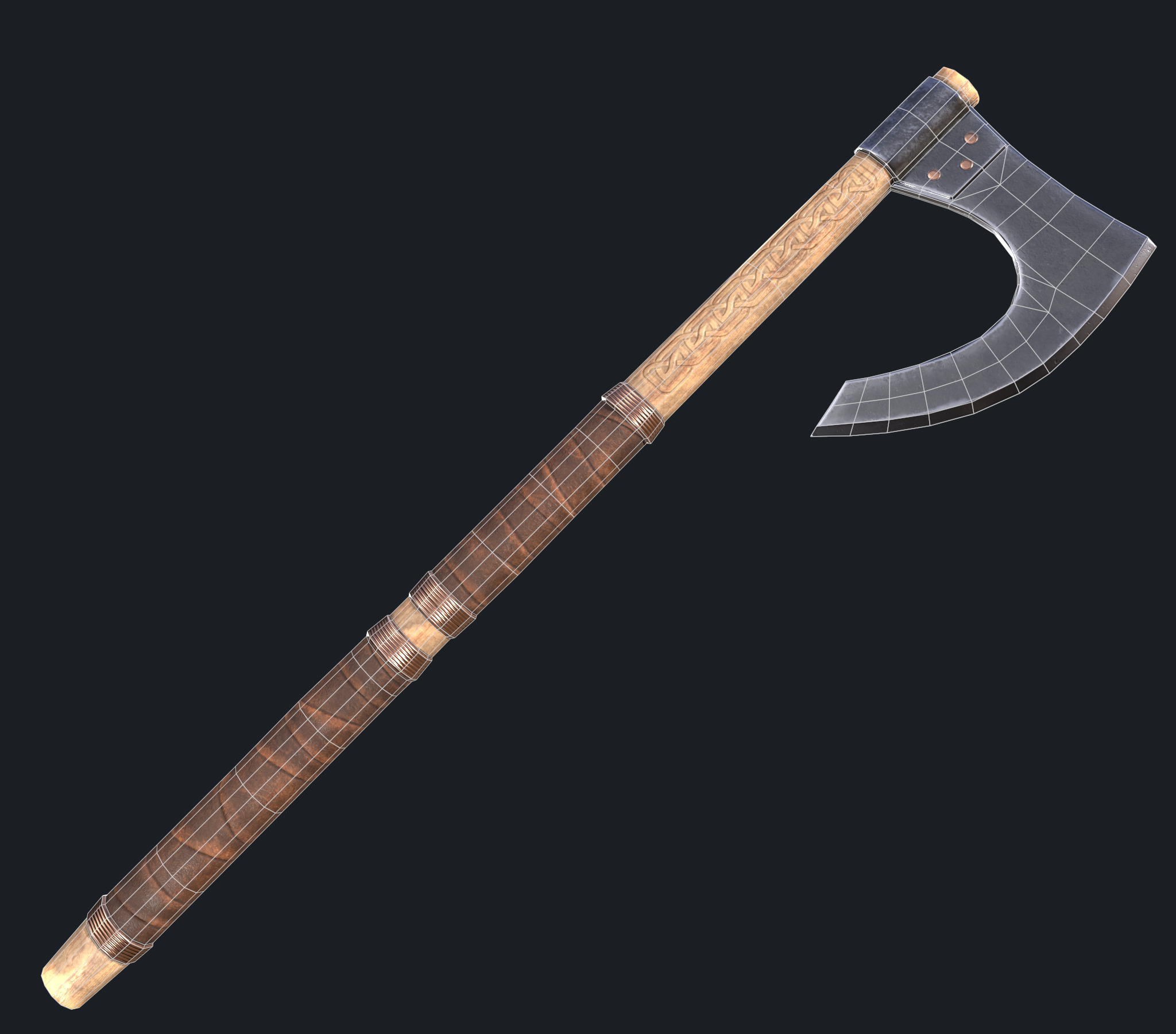 Battle axes Low-poly 3D model_17