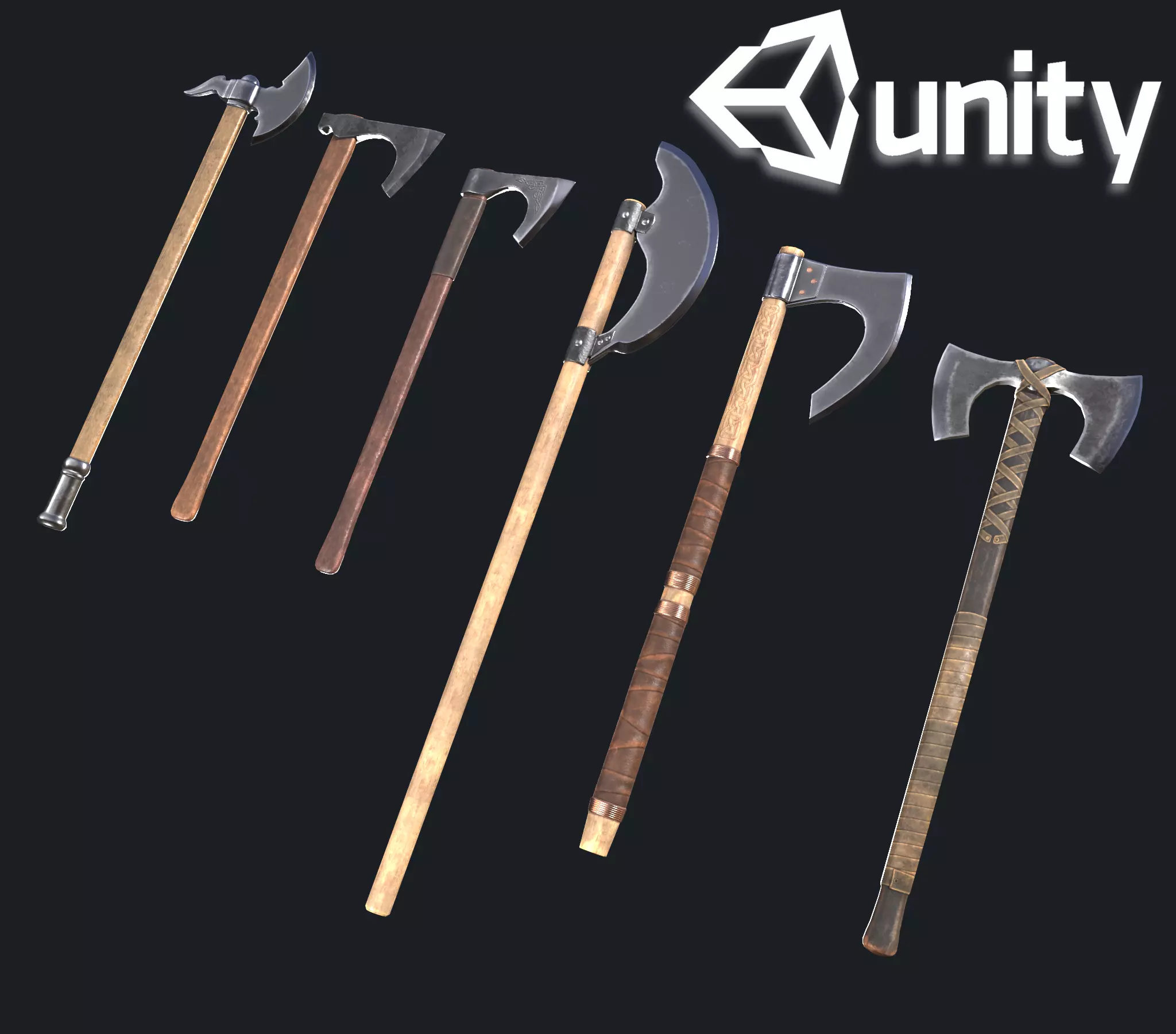 Battle axes Low-poly 3D model_0