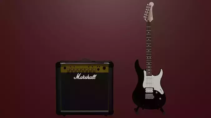 Yamaha Pacifica electric guitar and combo amplifier Marshall