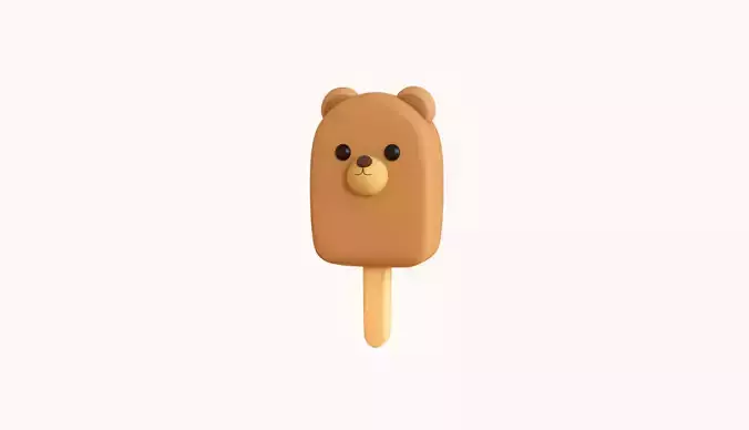 LowPoly Kawaii Bear Ice Cream