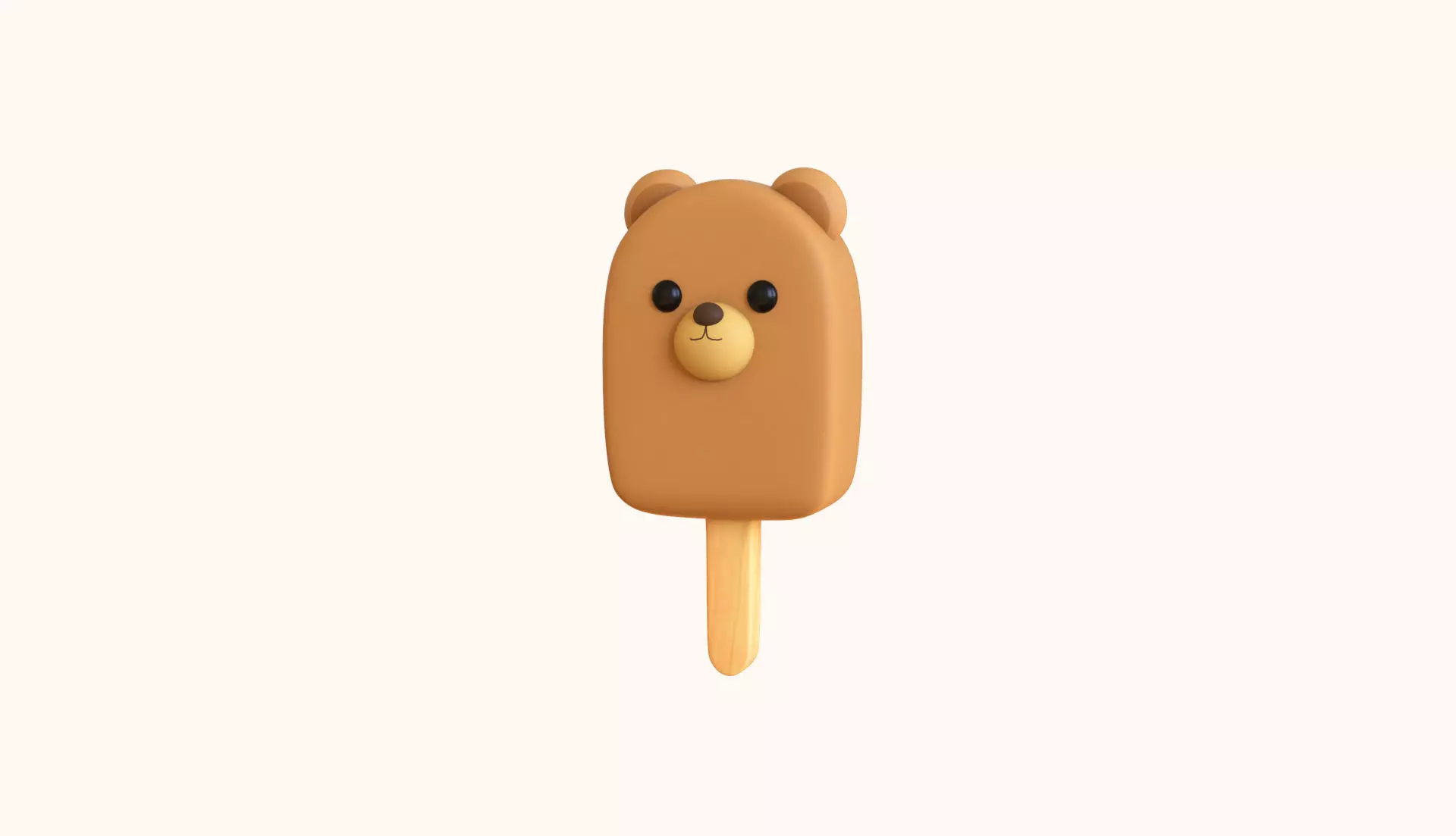 LowPoly Kawaii Bear Ice Cream Low-poly 3D model_0