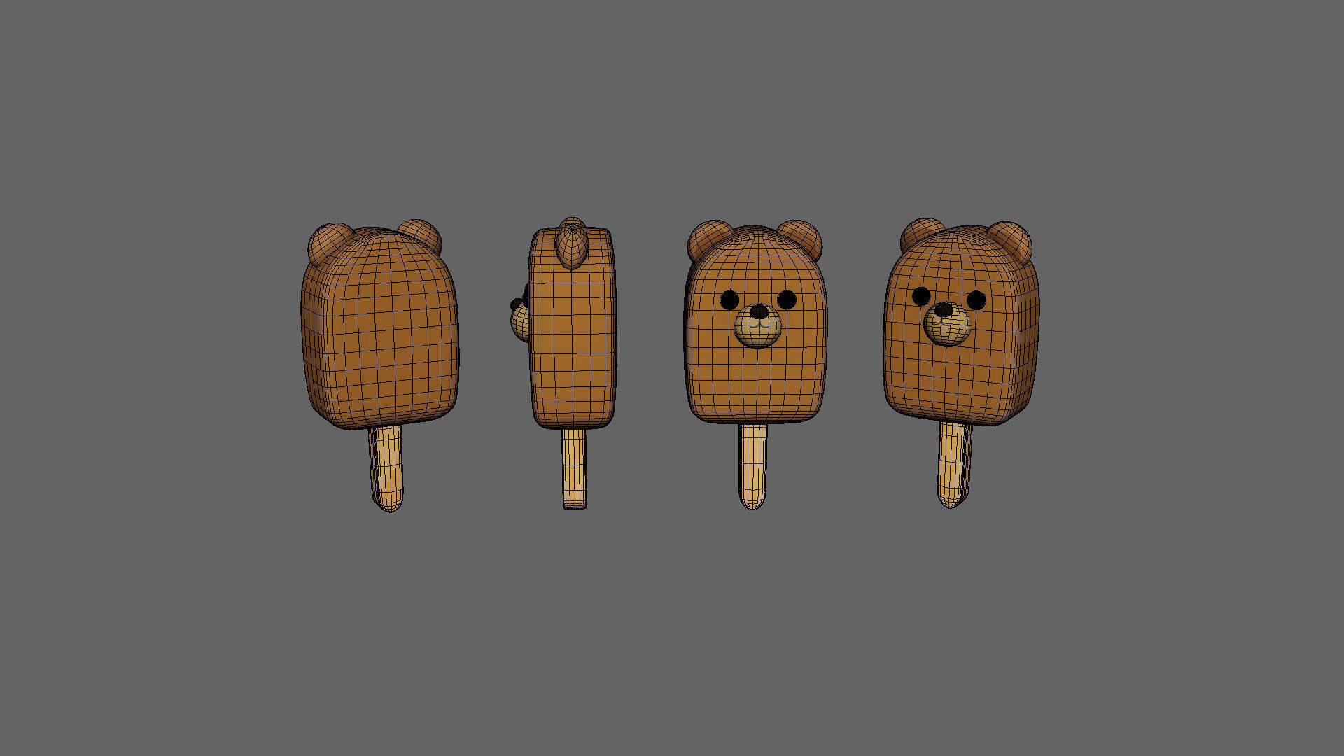 LowPoly Kawaii Bear Ice Cream Low-poly 3D model_7