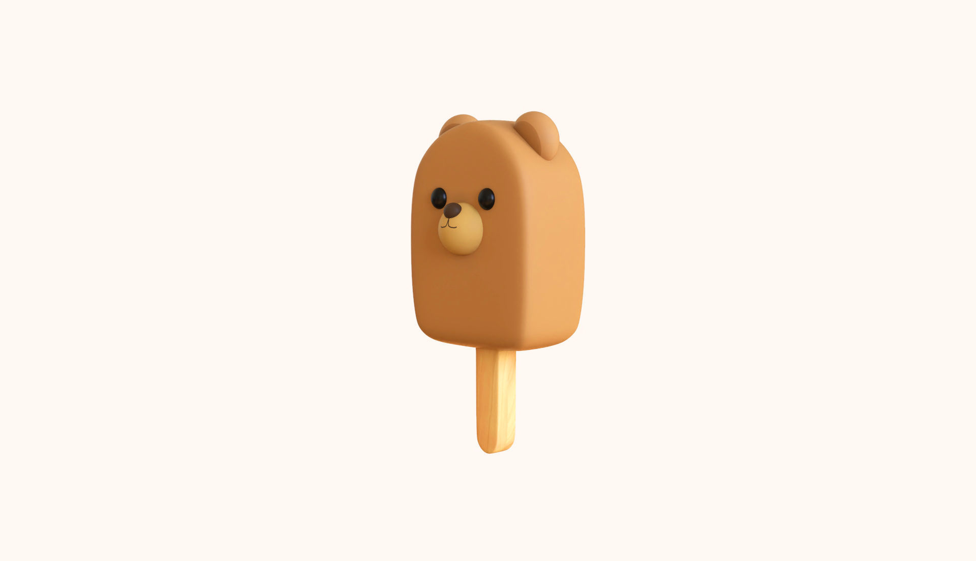 LowPoly Kawaii Bear Ice Cream Low-poly 3D model_1