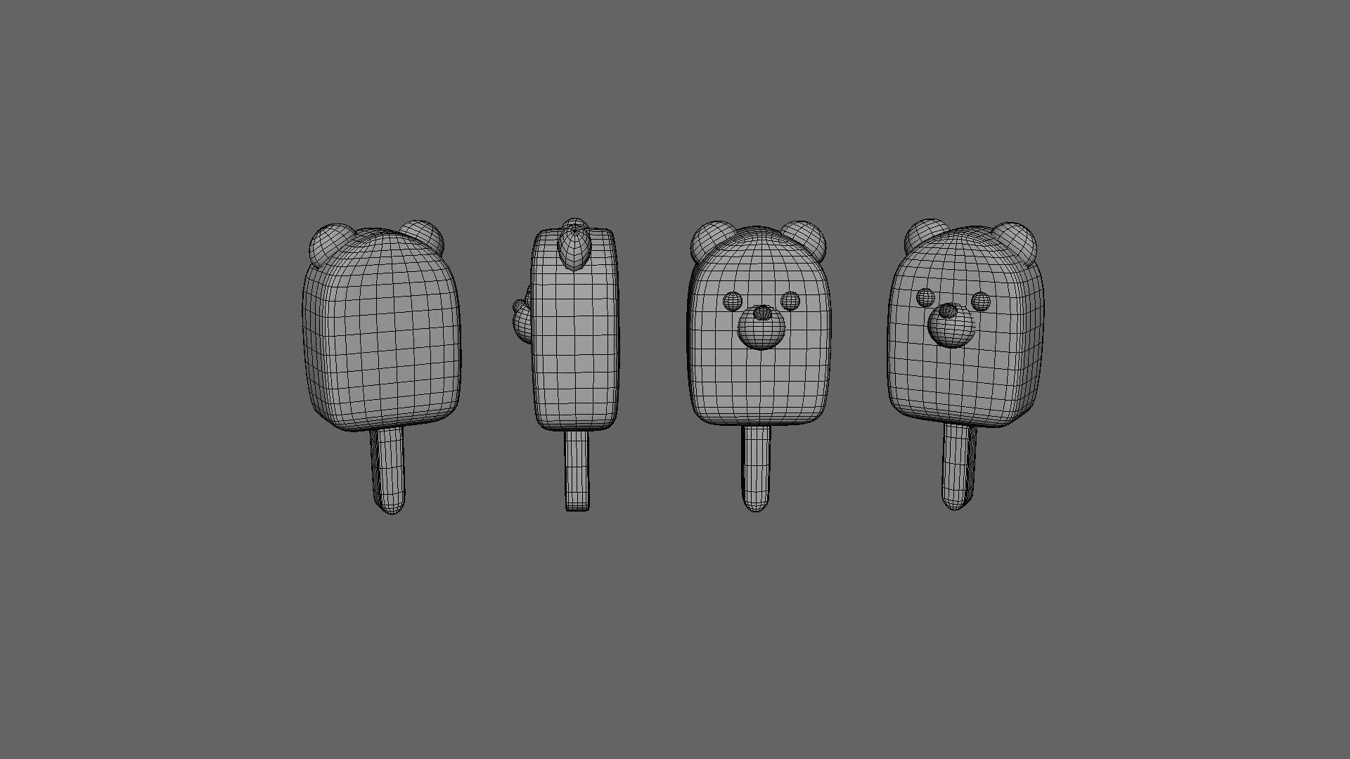 LowPoly Kawaii Bear Ice Cream Low-poly 3D model_6