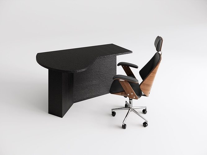 Modern Minimalist Office Desk and Chair Set 3D model