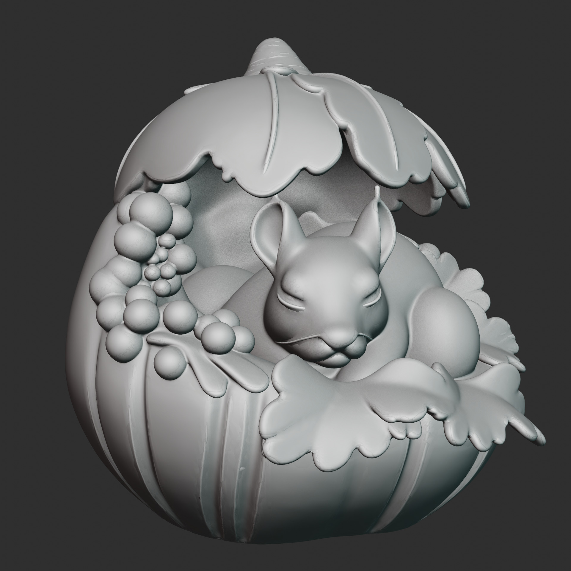 Sleeping Chipmunk in Acorn Nest 3D print model_5