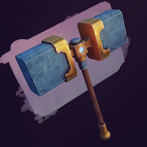 Game ready stylised hammer prop Low-poly 3D model Low-poly 3D model