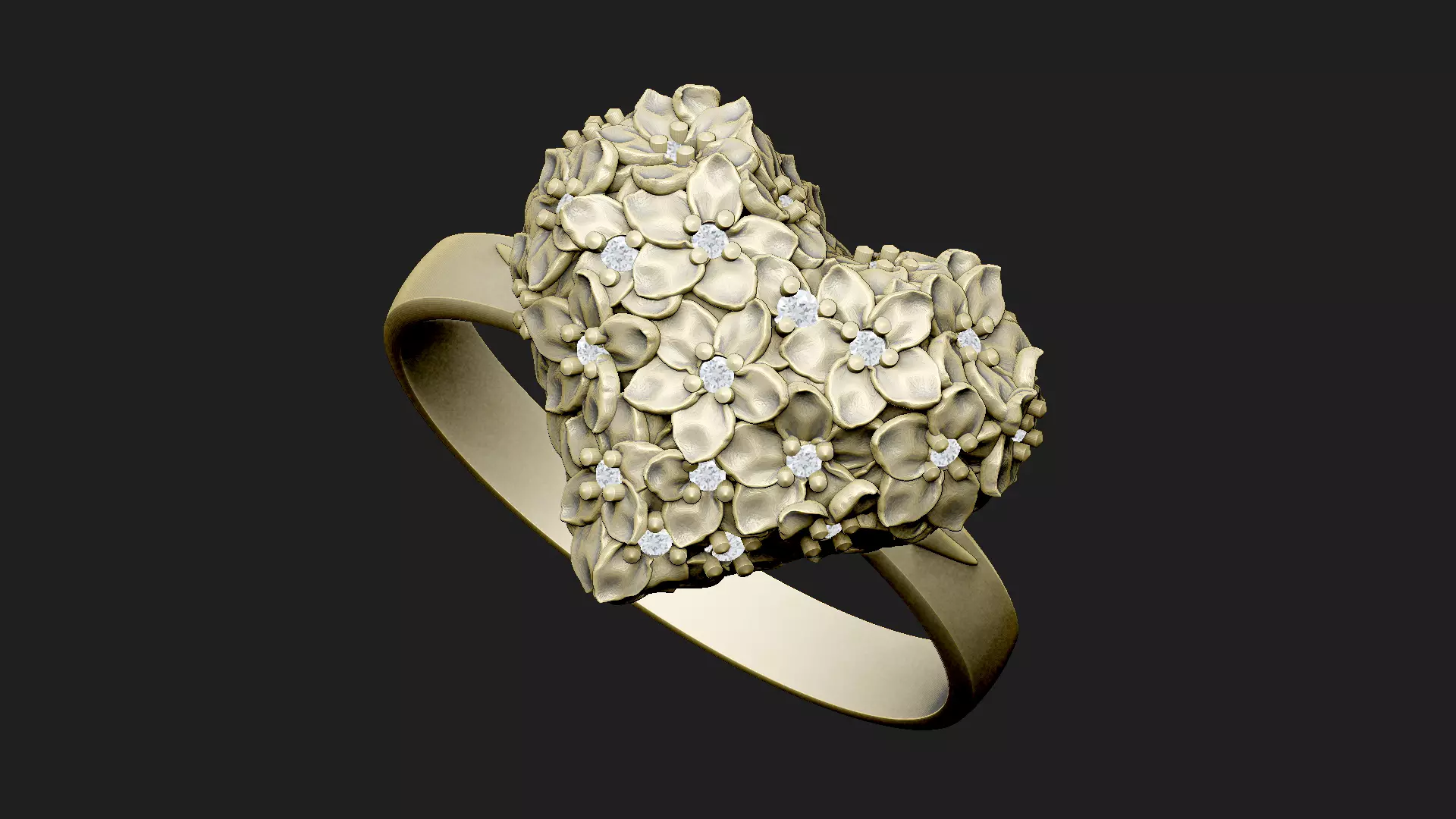 Hear ring design crown royal 3D print model