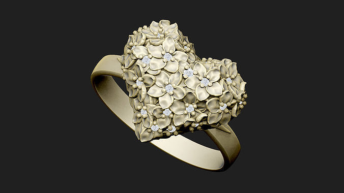 Hear ring design crown royal 3D print model