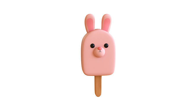 LowPoly Kawaii Bunny Ice Cream Low-poly 3D model