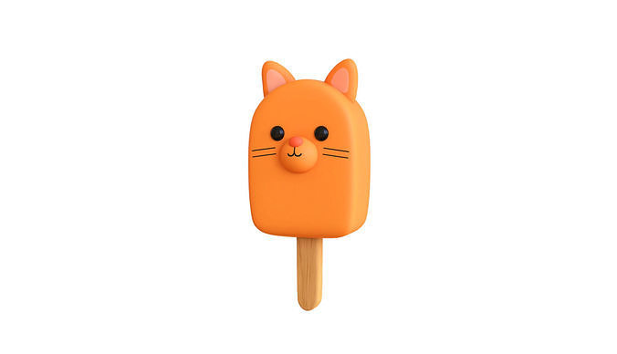 LowPoly Kawaii Cat Ice Cream Low-poly 3D model