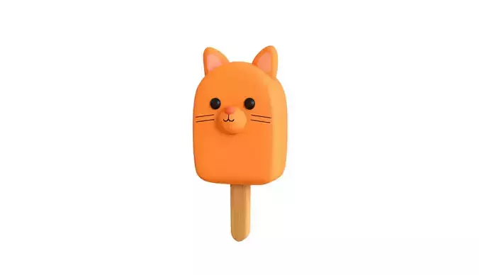LowPoly Kawaii Cat Ice Cream